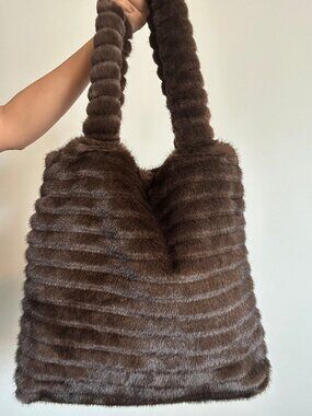 Lisi Lerch Blake Faux Fur Tote Bag | Ribbed Plush Shoulder Handbag #fauxfur